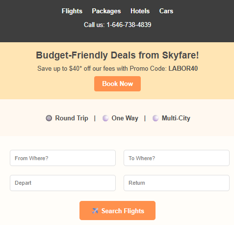 Flight Booking Email Template