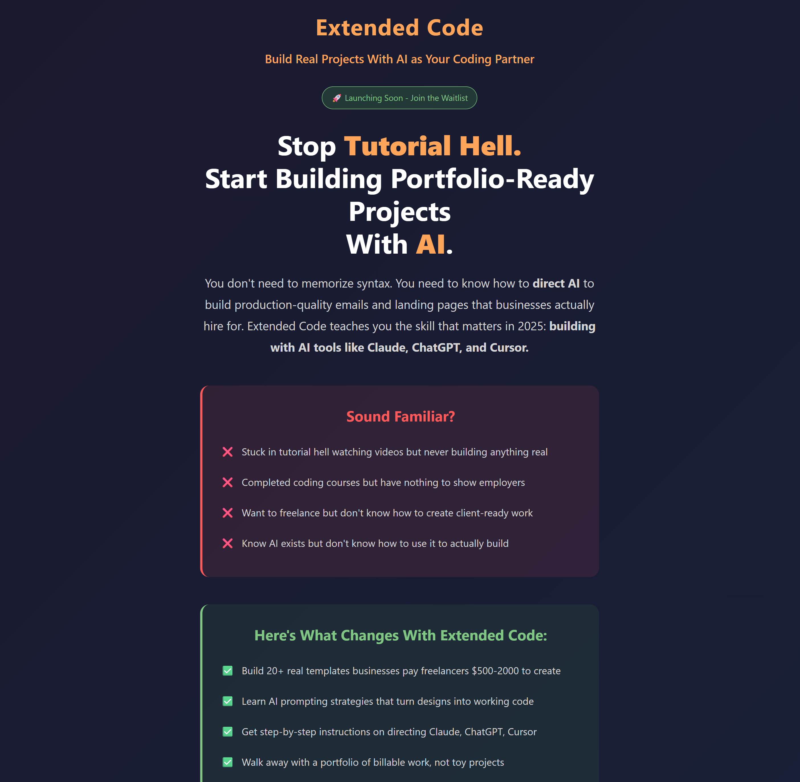 Extended Code AI Learning Platform Preview