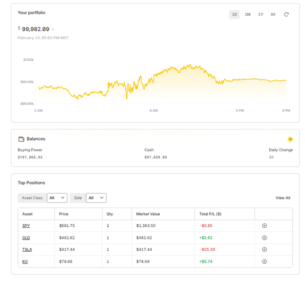 Stock Market MCP Engine - live portfolio dashboard with positions and P&L
