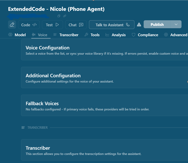 Nicole AI — Vapi voice agent dashboard for automated sales appointment setting